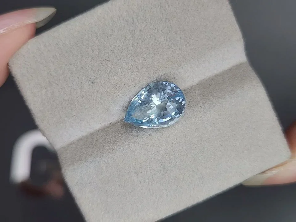 Light blue pear-cut aquamarine 3.21 carats, Madagascar Image №4