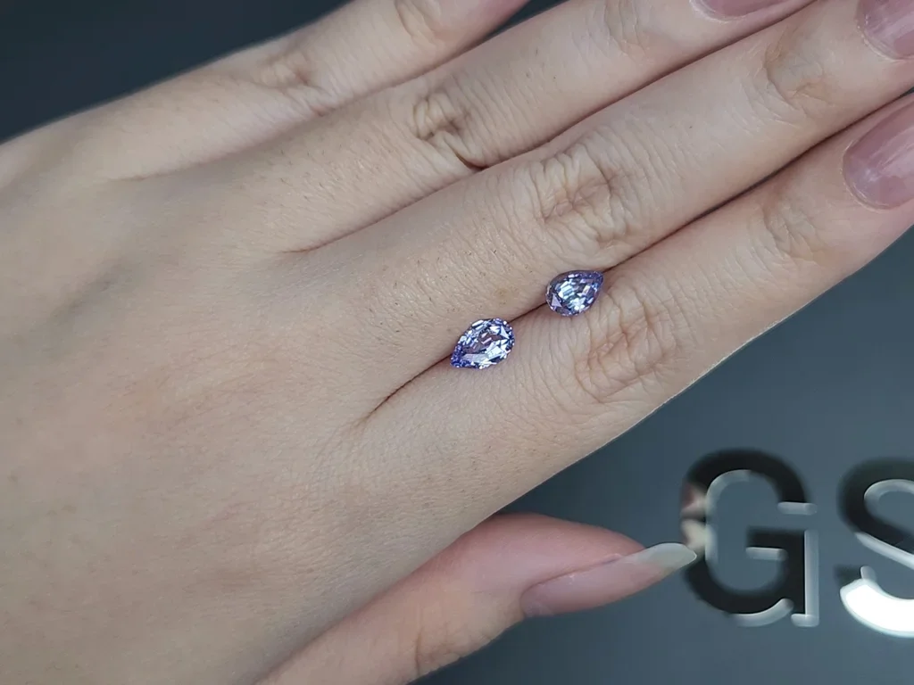 Pair of unheated blue sapphires pear cut 1.68 carats, Madagascar Image №2