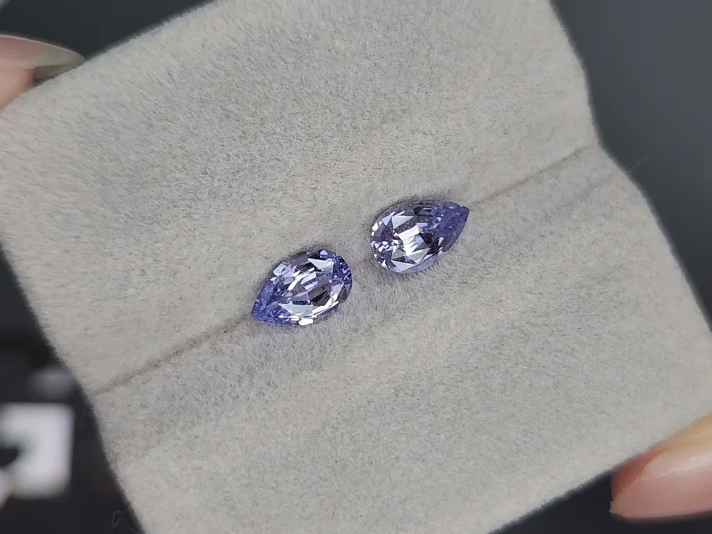 Pair of unheated blue sapphires pear cut 1.68 carats, Madagascar Image №4