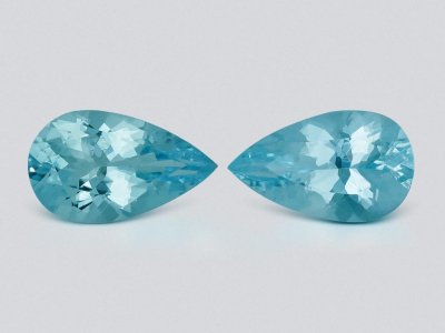 Pair of aquamarines in pear cut  2.60 carats, Madagascar  photo