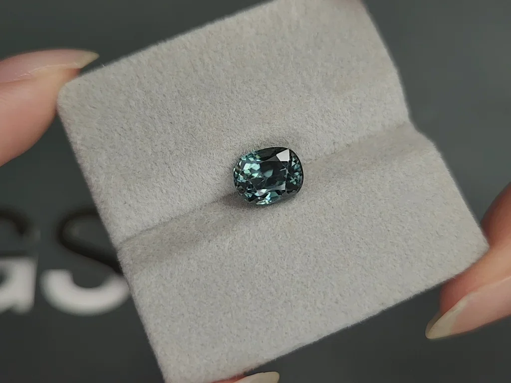 Green zircon with color changing effect cushion cut  3.30 carats, Tanzania Image №6