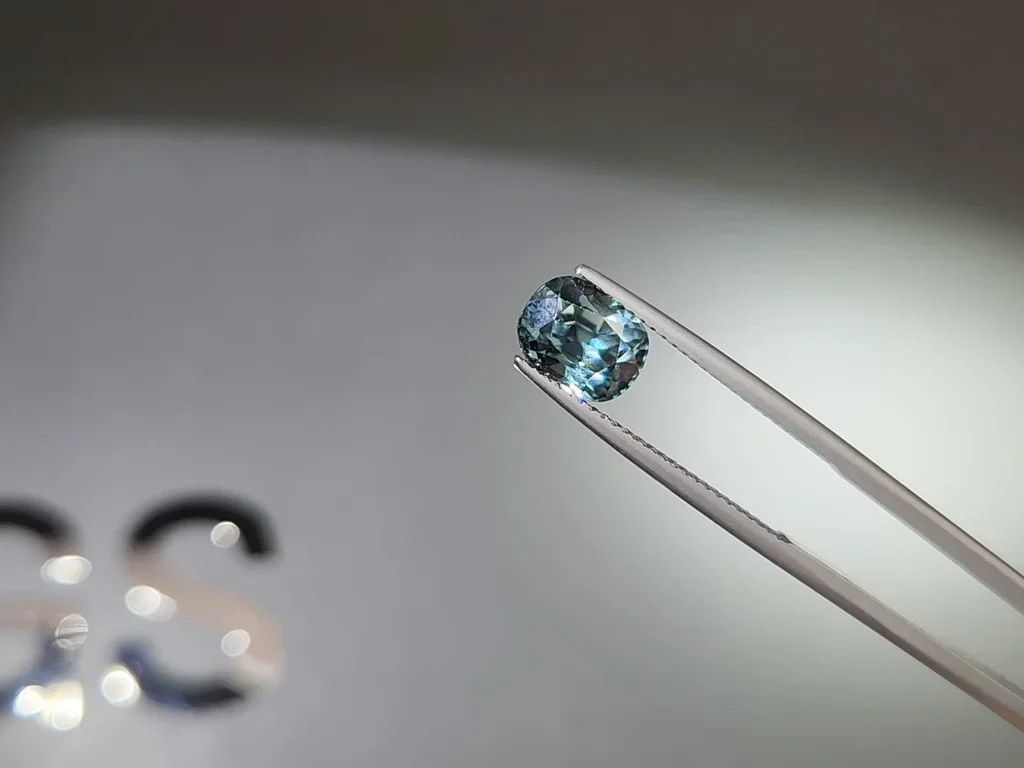 Green zircon with color changing effect cushion cut  3.30 carats, Tanzania Image №5