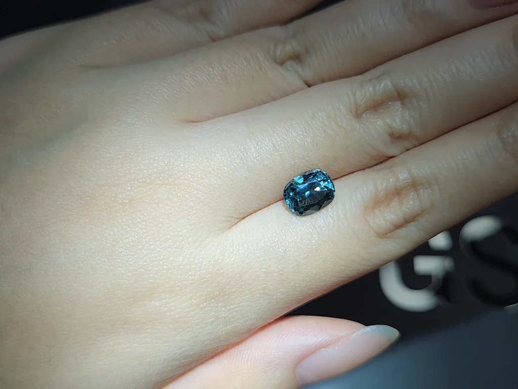 Green zircon with color changing effect cushion cut  3.30 carats, Tanzania Image №3