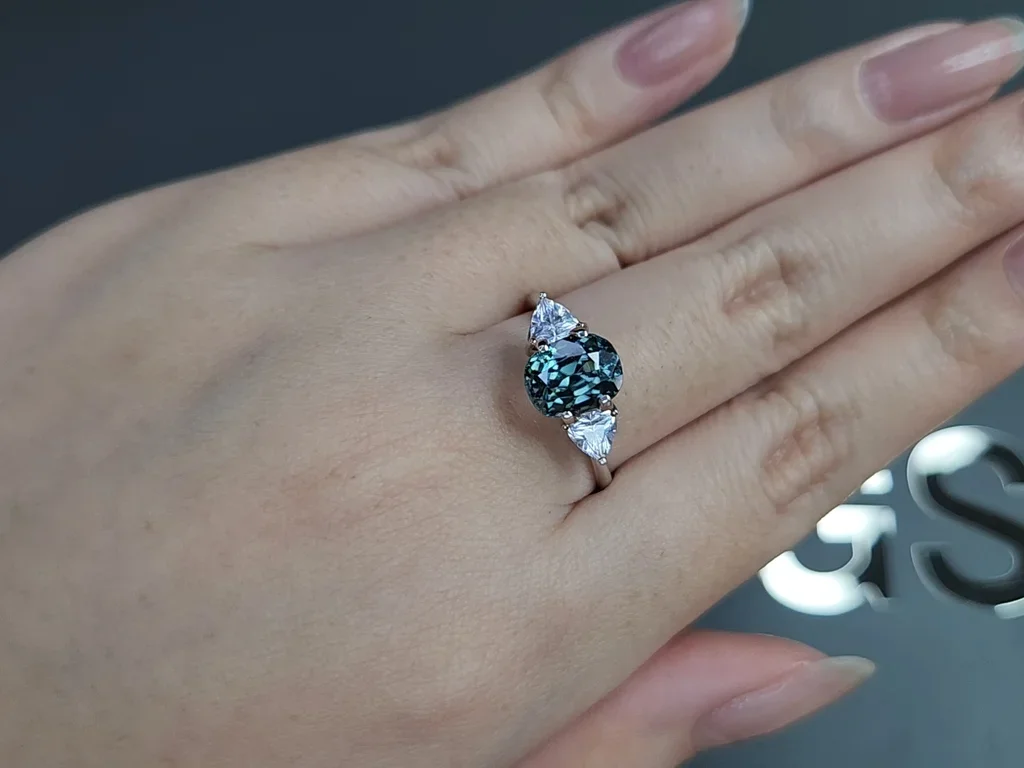 Green zircon with color changing effect cushion cut  3.30 carats, Tanzania Image №8