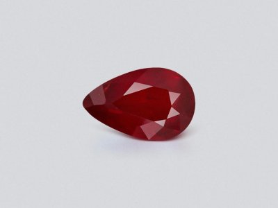Unheated ruby Vivid Red pear cut 1.07 carats, Mozambique photo