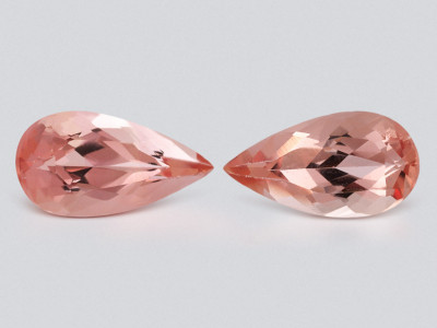 Pair of Imperial topazes pear cut 1.58 carats, Brazil photo