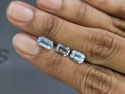 Set of aquamarines octagon cut  2.79 carats, Madagascar photo