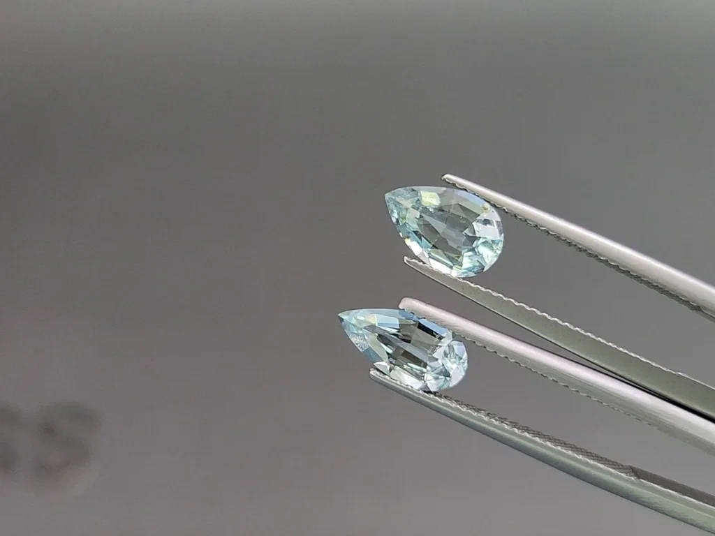 Set of aquamarines in pear cut 3.87 carats, Madagascar Image №4