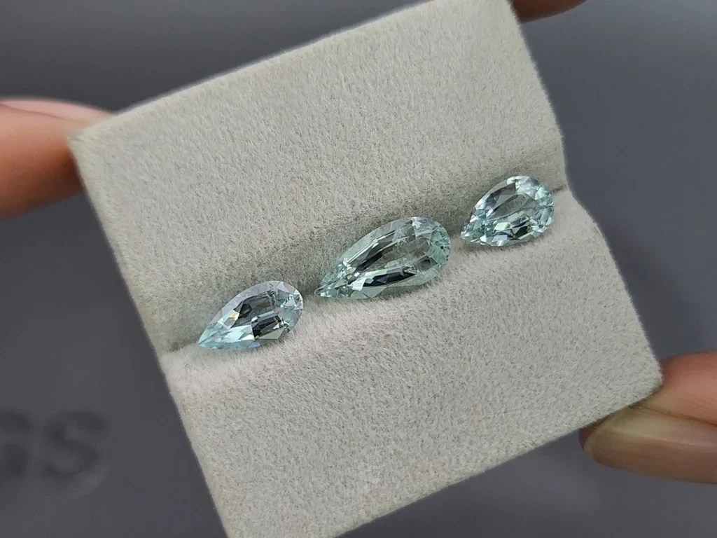 Set of aquamarines in pear cut 3.87 carats, Madagascar Image №5