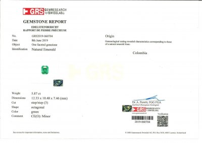 Certificate A pair of top quality Colombian emeralds, 11.01 ct, GRS