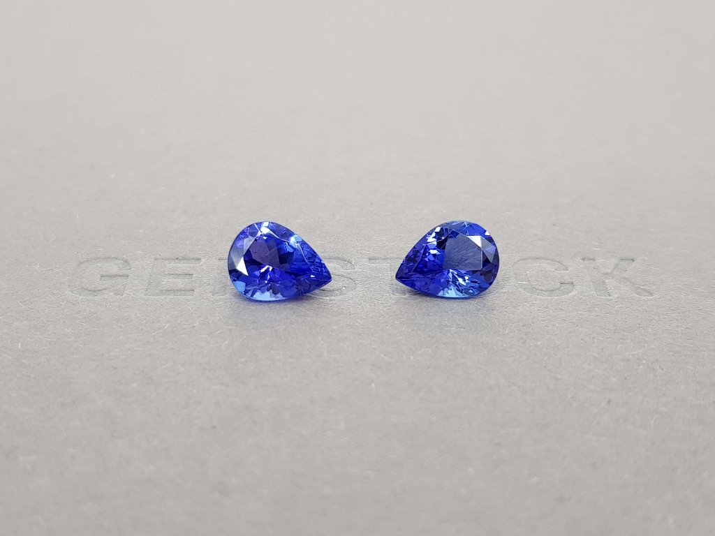 A pair of saturated pear cut tanzanites 3.06 ct Image №1