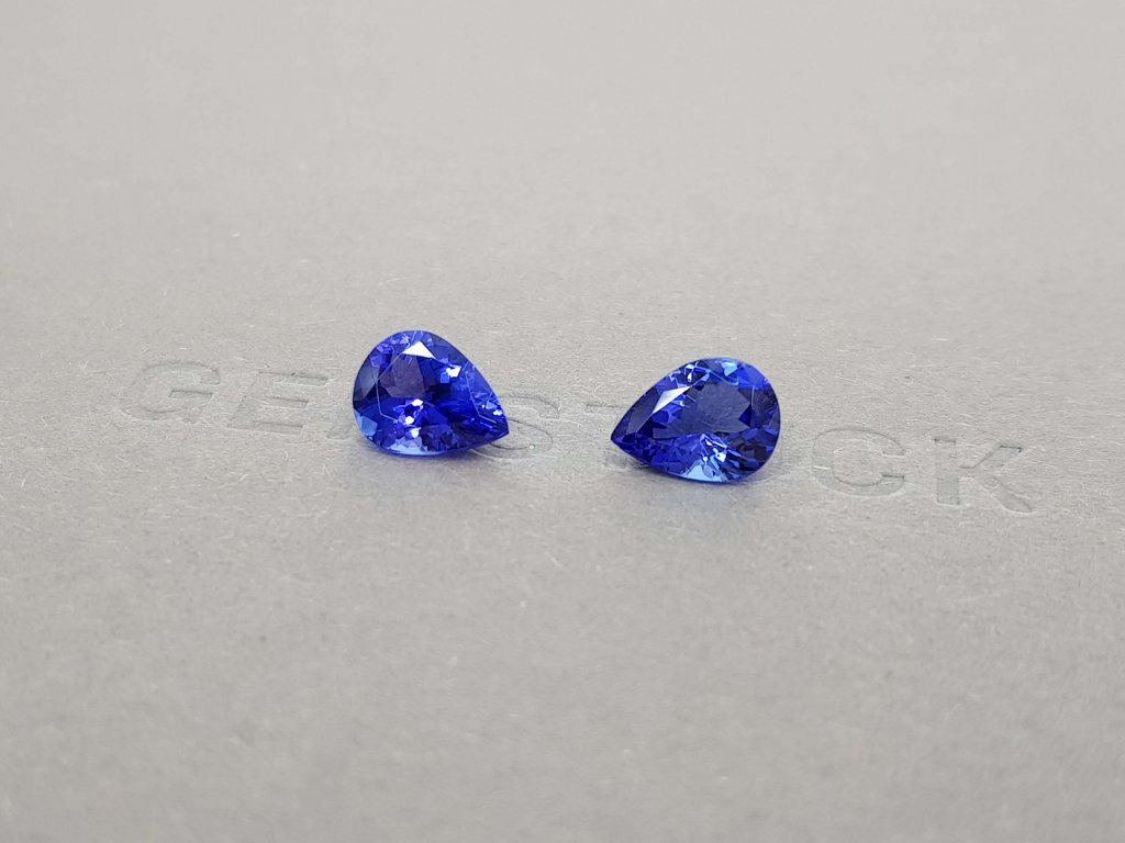 A pair of saturated pear cut tanzanites 3.06 ct Image №3