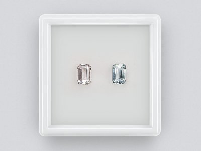 Octagon-cut aquamarine and morganite pair 1.03 carats photo