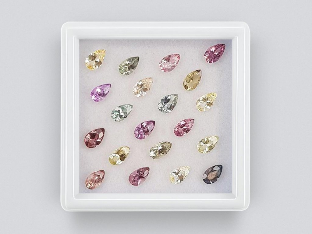 Set of calibrated sapphires 5x3 mm pear cut 4.64 carats/20 pcs Image №1
