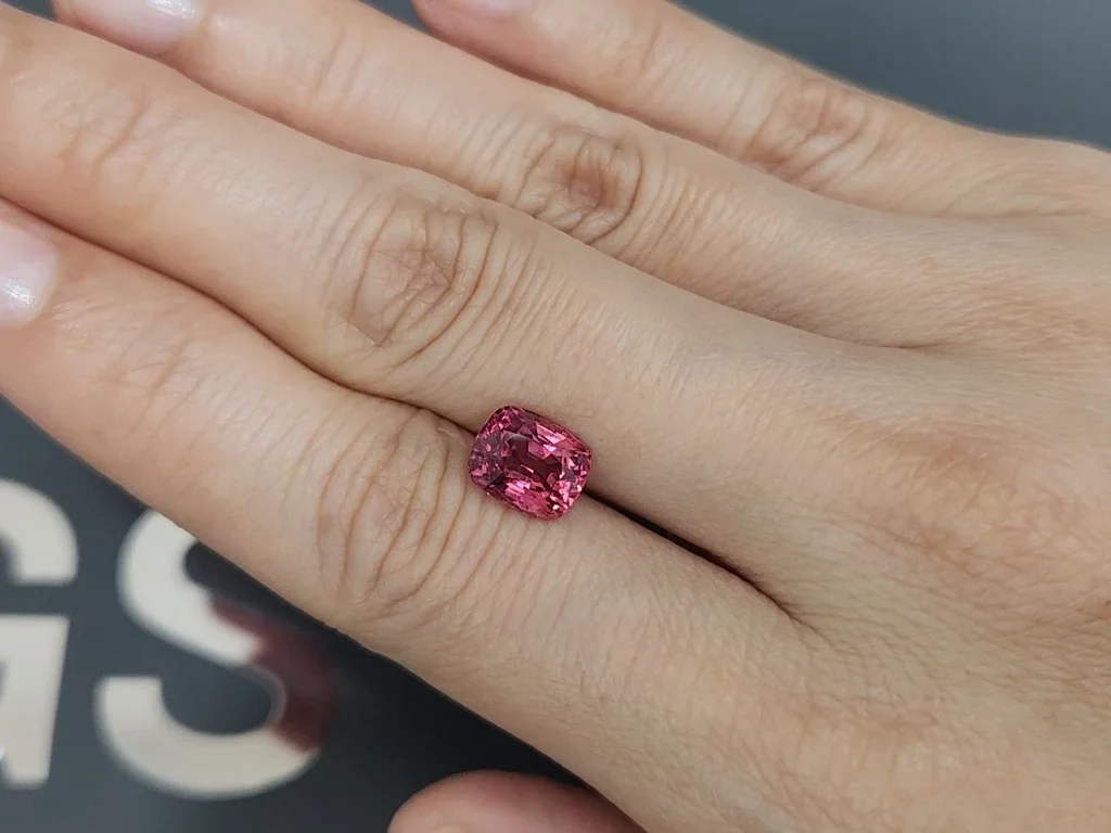 Red-pink Mahenge spinel in cushion cut 2.69 carats, Tanzania Image №2