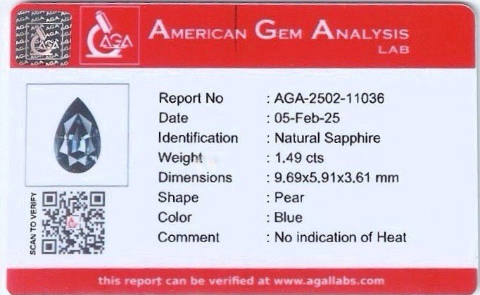 Unheated Teal sapphire pear cut  1.49 carats, Madagascar Image №6