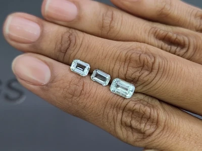 Set of aquamarines octagon cut 2.63 carats, Madagascar photo