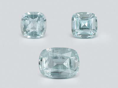 Set of aquamarines cushion cut 2.20 carats, Madagascar photo