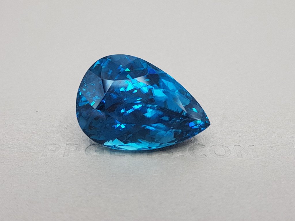 Large, deep blue zircon, pear cut 57.36 ct Image №2