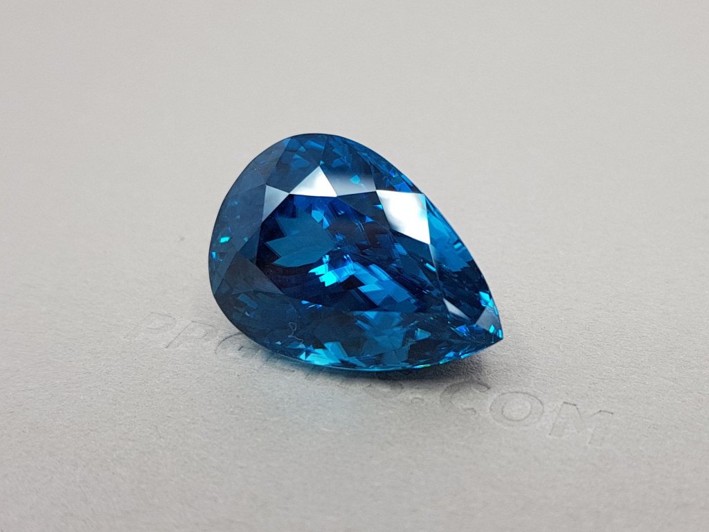 Large, deep blue zircon, pear cut 57.36 ct Image №4