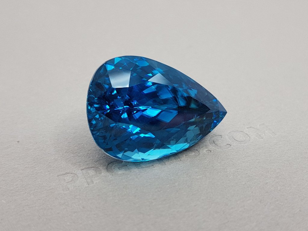 Large, deep blue zircon, pear cut 57.36 ct Image №3
