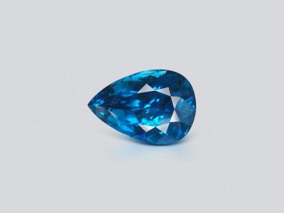 Large, deep blue zircon, pear cut 57.36 ct photo