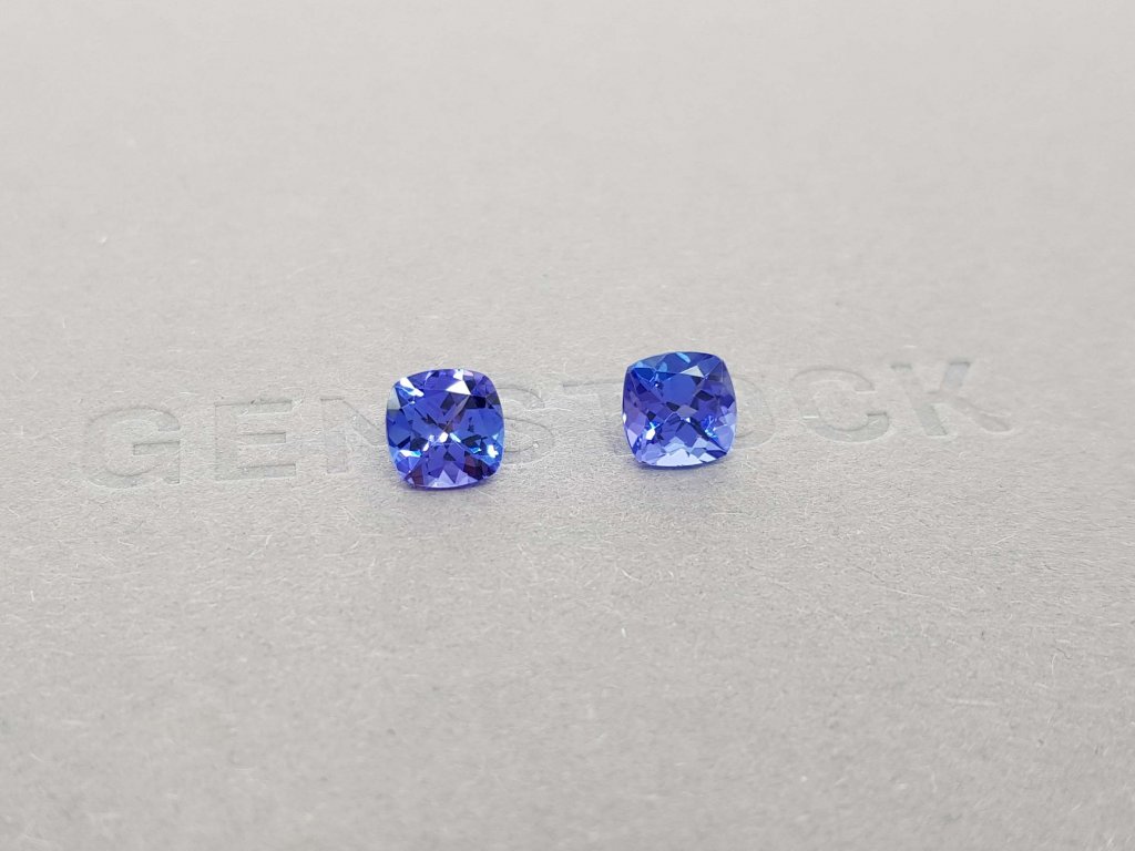 Pair of cushion cut tanzanites 2.02 ct Image №2