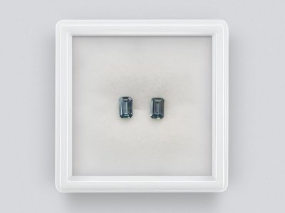 Pair of blue-blue unheated octagon cut sapphires 0.71 carats, Madagascar photo