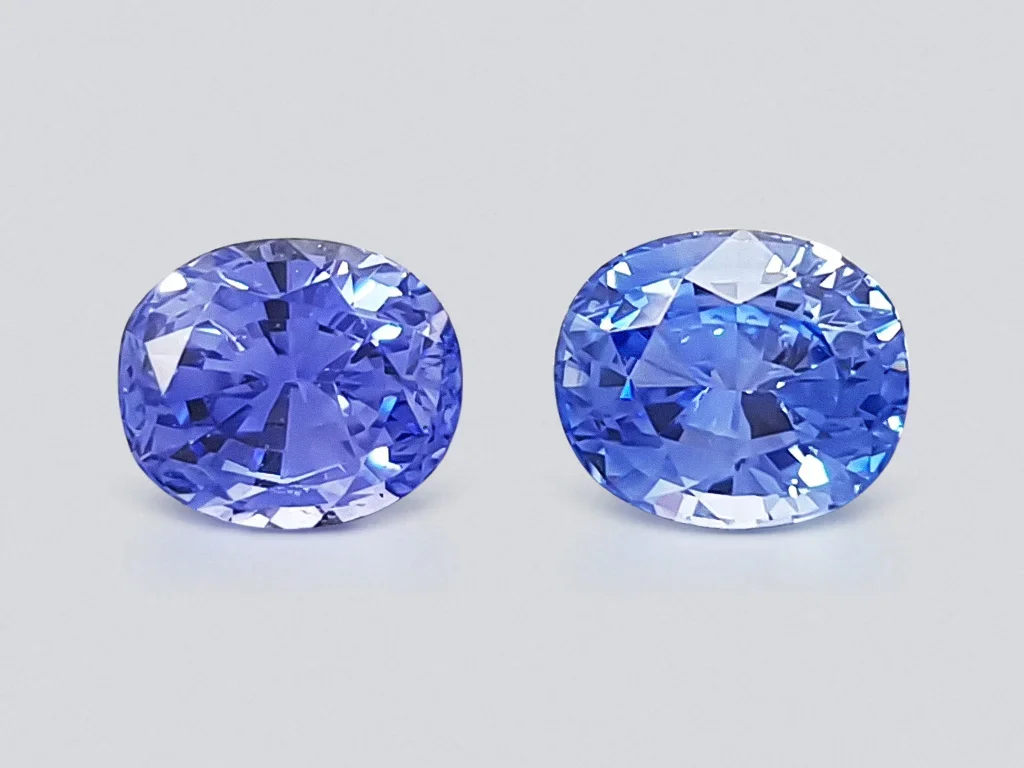 Pair of oval cut blue sapphires 2.10 carats, Sri Lanka Image №1