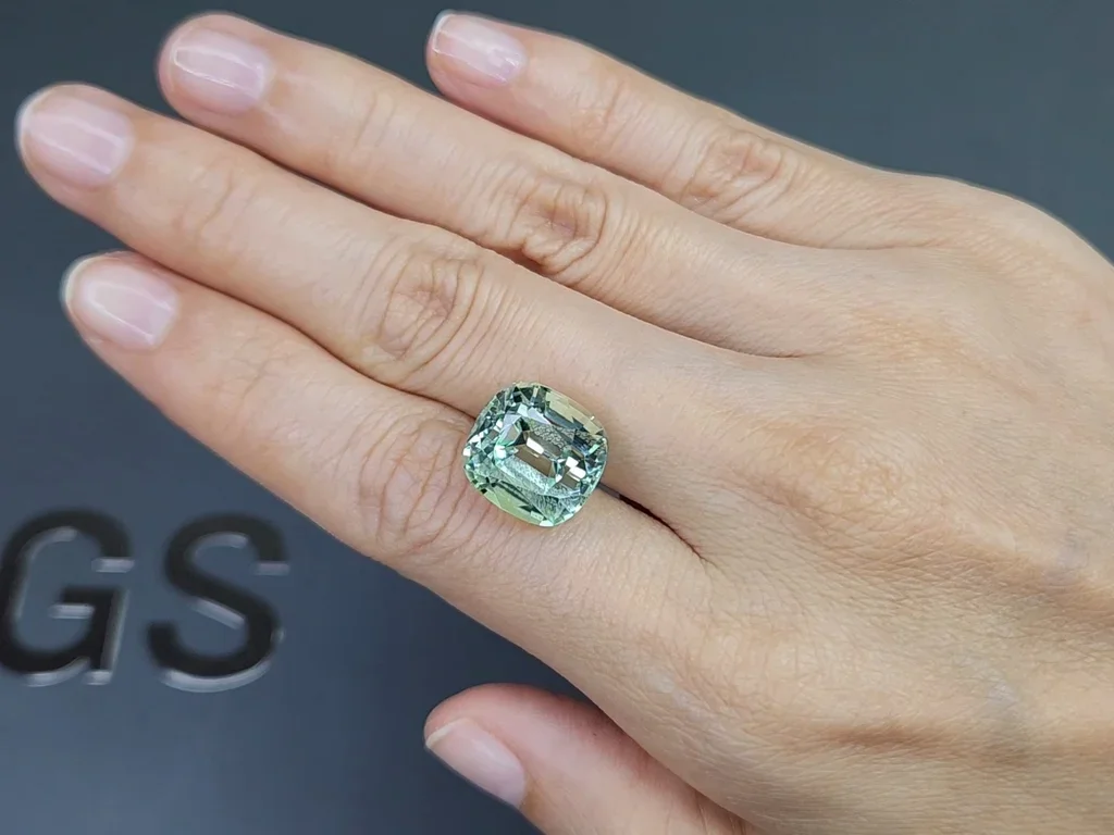 Cushion cut mint tourmaline 13.53 carats, Afghanistan  Image №2
