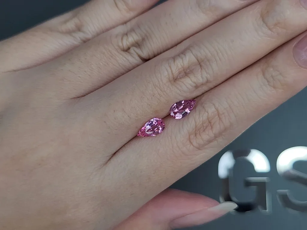 Pair of unheated pink sapphires pear cut 1.51 carats, Madagascar Image №2