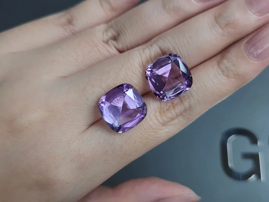 Pair of amethysts in cushion cut 16.36 carats, Brazil Image №2