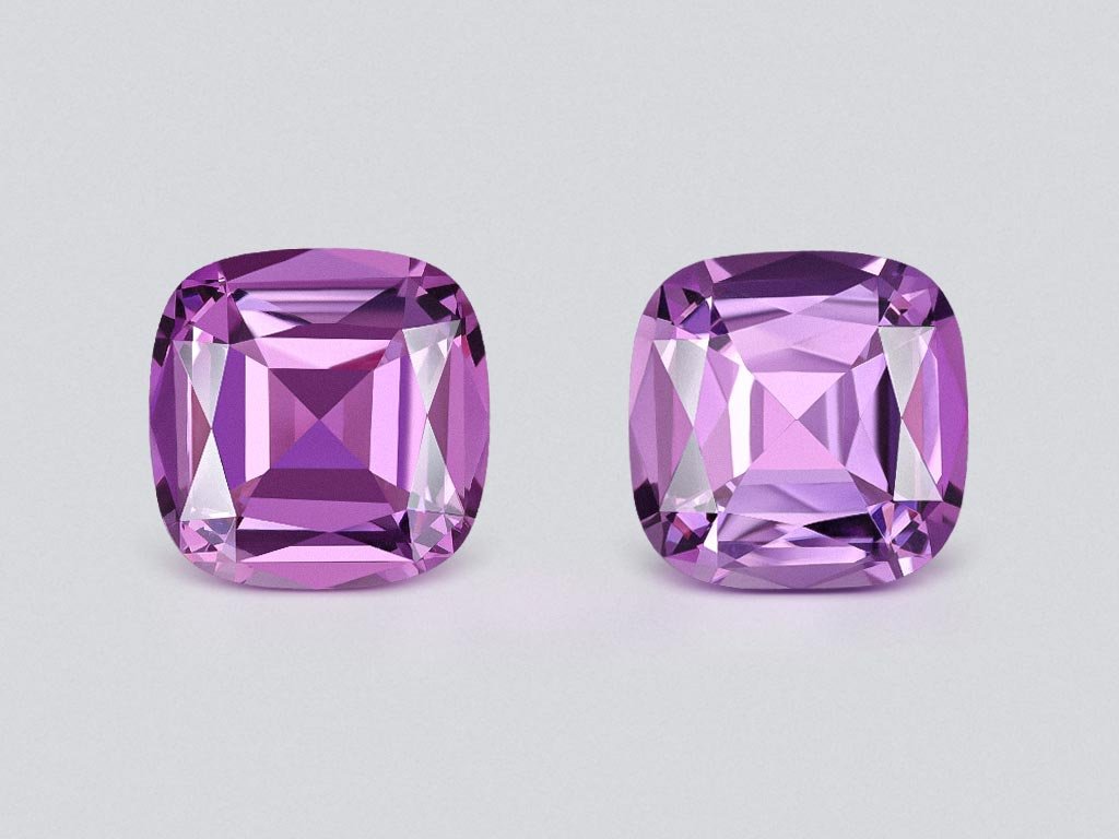 Pair of amethysts in cushion cut 16.36 carats, Brazil Image №1