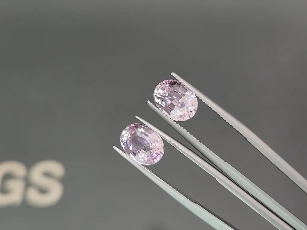 Pair of unheated sapphires Baby Pink oval cut 7.08 carats, Madagascar Image №3