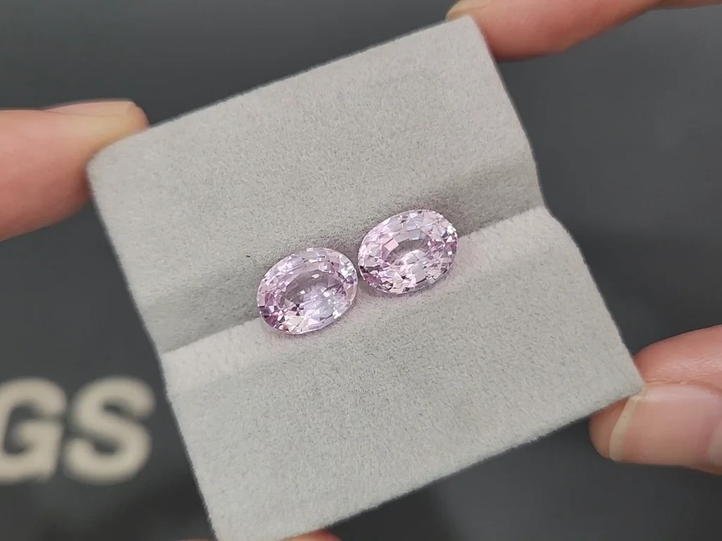 Pair of unheated sapphires Baby Pink oval cut 7.08 carats, Madagascar Image №4