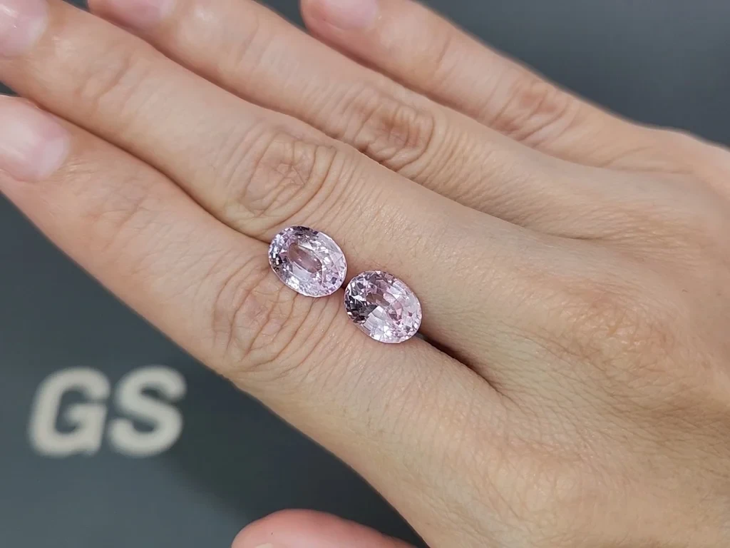 Pair of unheated sapphires Baby Pink oval cut 7.08 carats, Madagascar Image №2
