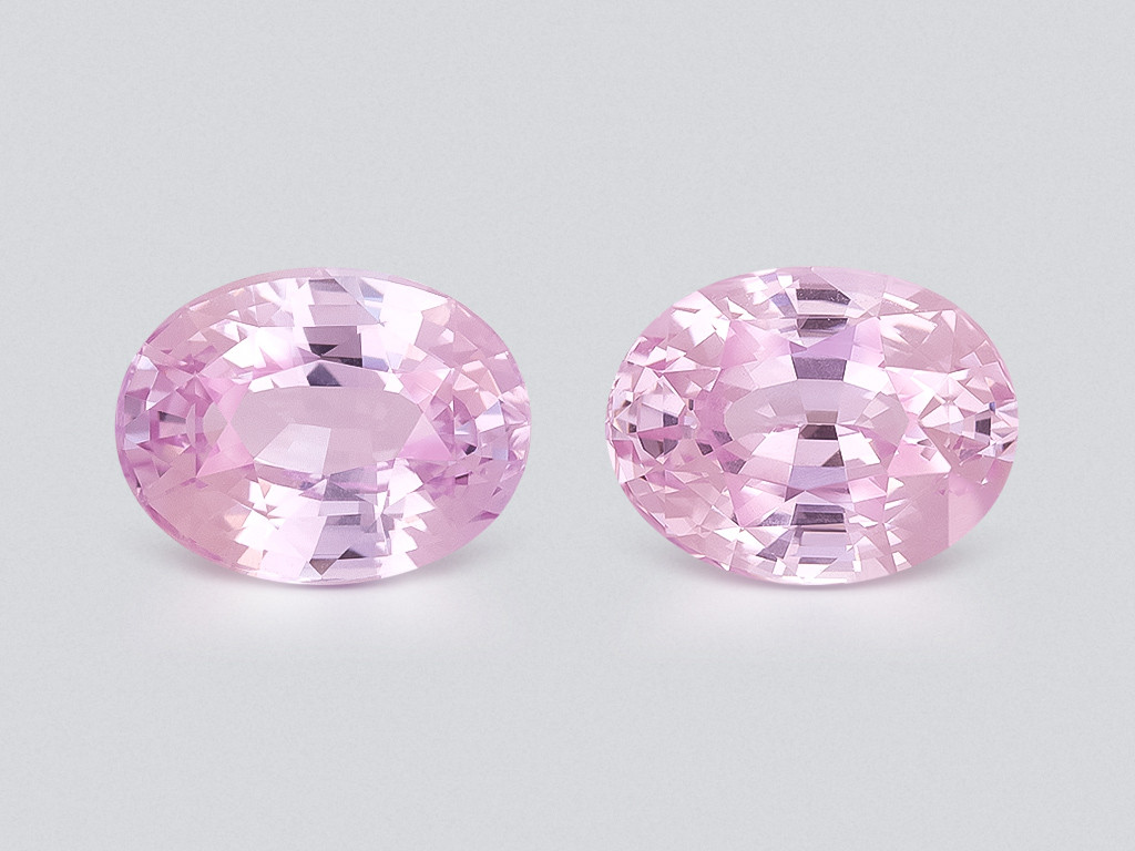 Pair of unheated sapphires Baby Pink oval cut 7.08 carats, Madagascar Image №1