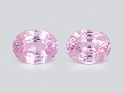 Pair of unheated sapphires Baby Pink oval cut 7.08 carats, Madagascar photo