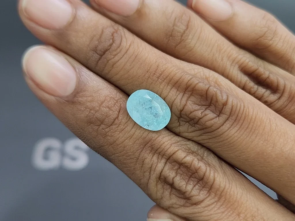 Paraiba tourmaline sugar blue oval cut  3.19 carats, Mozambique Image №2