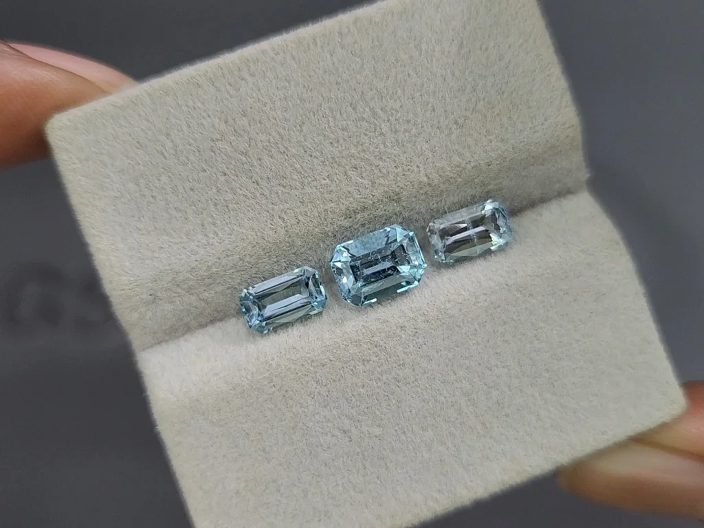 Set of aquamarines octagon cut  2.54 carats, Madagascar Image №4
