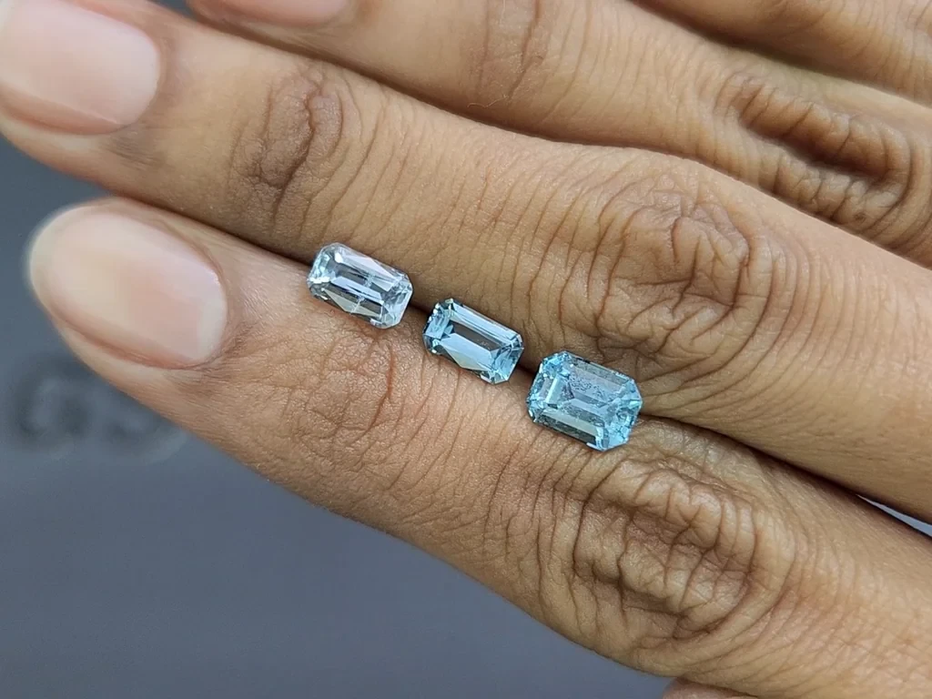 Set of aquamarines octagon cut  2.54 carats, Madagascar Image №1