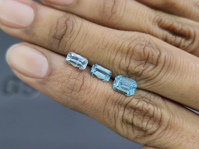 Set of aquamarines octagon cut  2.54 carats, Madagascar photo