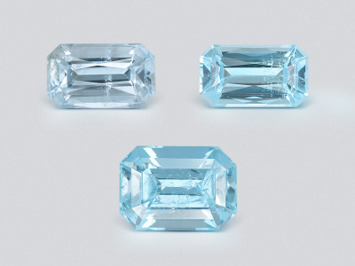 Set of aquamarines octagon cut  2.54 carats, Madagascar photo