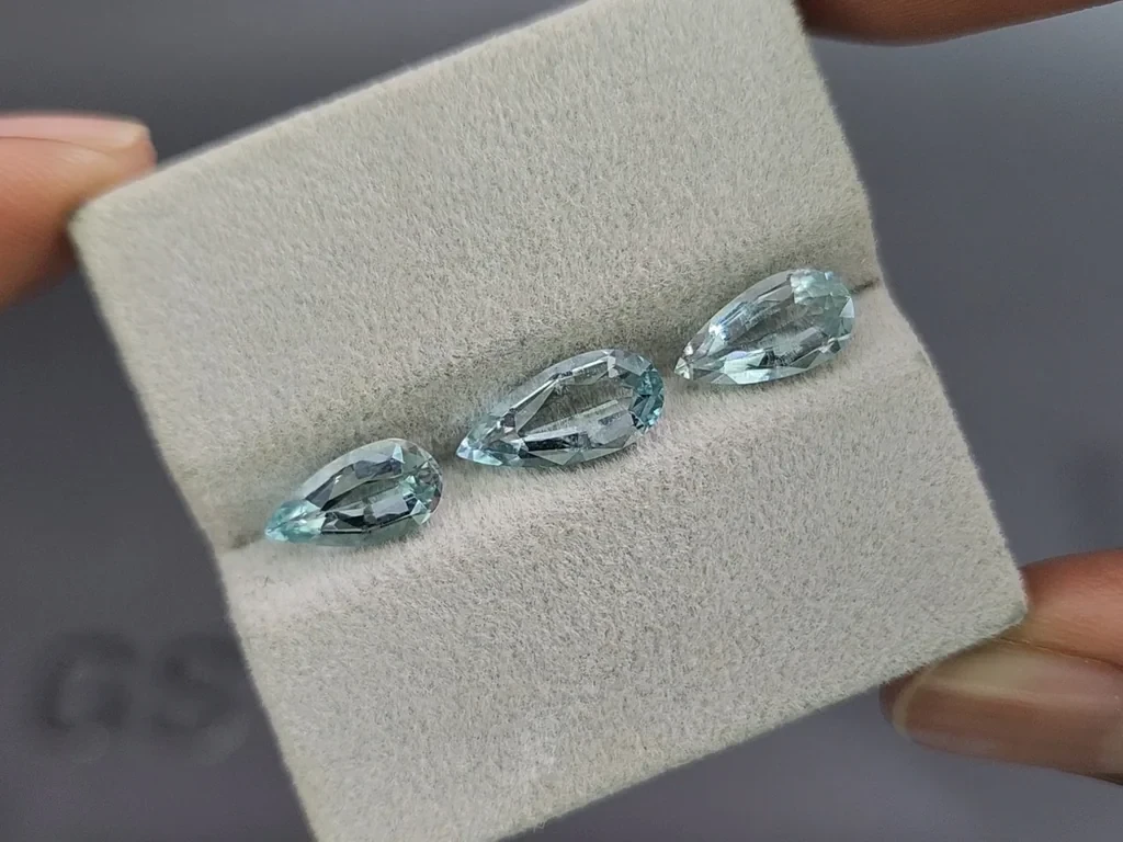 Set of aquamarines pear cut 3.70 carats, Madagascar Image №5