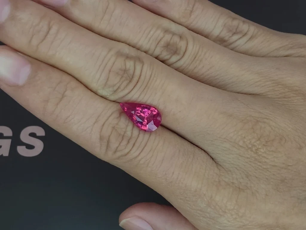 Mahenge spinel  Vibrant Pink pear shape 3.15 carats, Tanzania Image №2