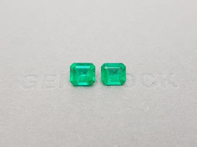 Pair of Colombian emeralds octagon cut 3.31 ct, Vivid Green photo