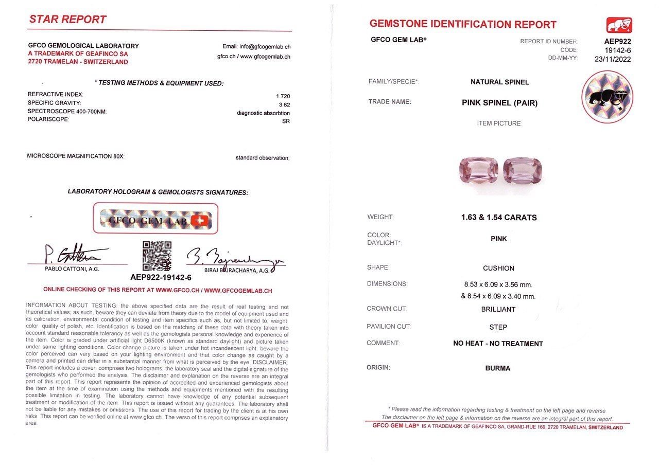 Pair of purple-pink spinels from Burma 3.17 ct Image №5