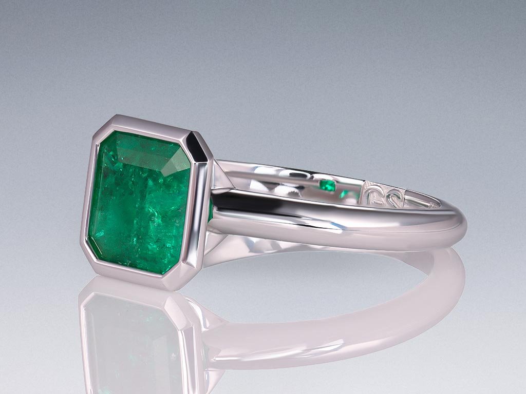 Ring with Vivid Green emerald color 1.60 ct in 18K gold  Image №3