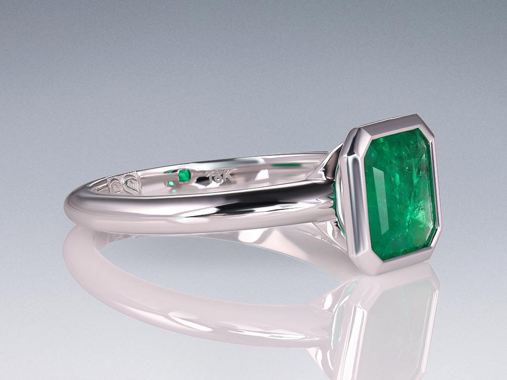 Ring with Vivid Green emerald color 1.60 ct in 18K gold  Image №2