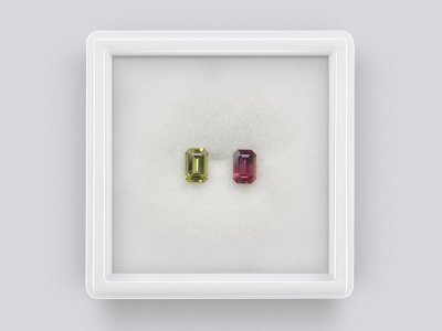 Pair of contrasting unheated octagon cut sapphires 0.79 carat, Madagascar photo